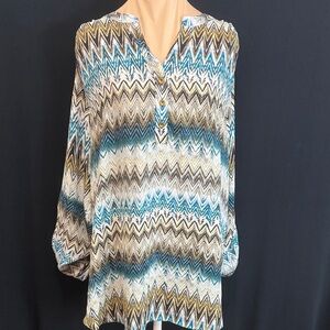 Zac & Rachel Multicolor Chevron Blouse